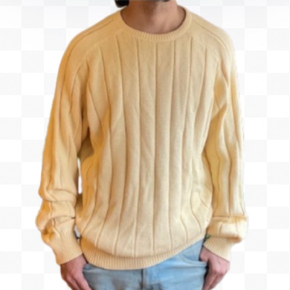 Nautica Other - NAUTICA Light Yellow Crewneck 100% Cotton Ribbed Knit Sweater XL NWOT
